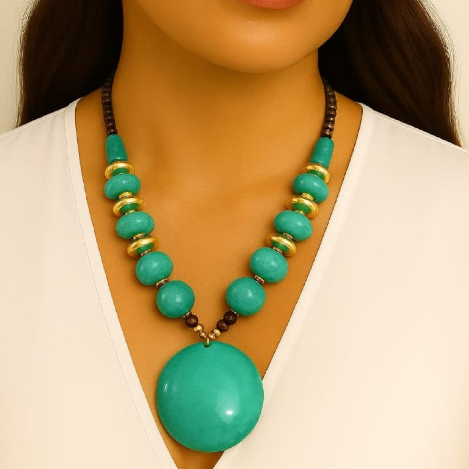 Crystal Bead Neckpiece-Turquoise